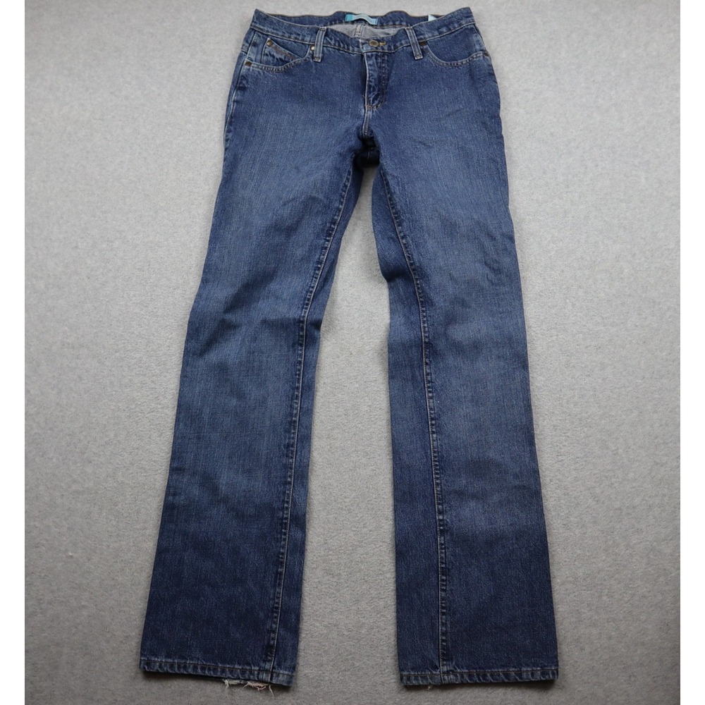 Wrangler Cowgirl Cut Cash Jeans Womens 9/10x34 Dark Wash Straight Leg Denim